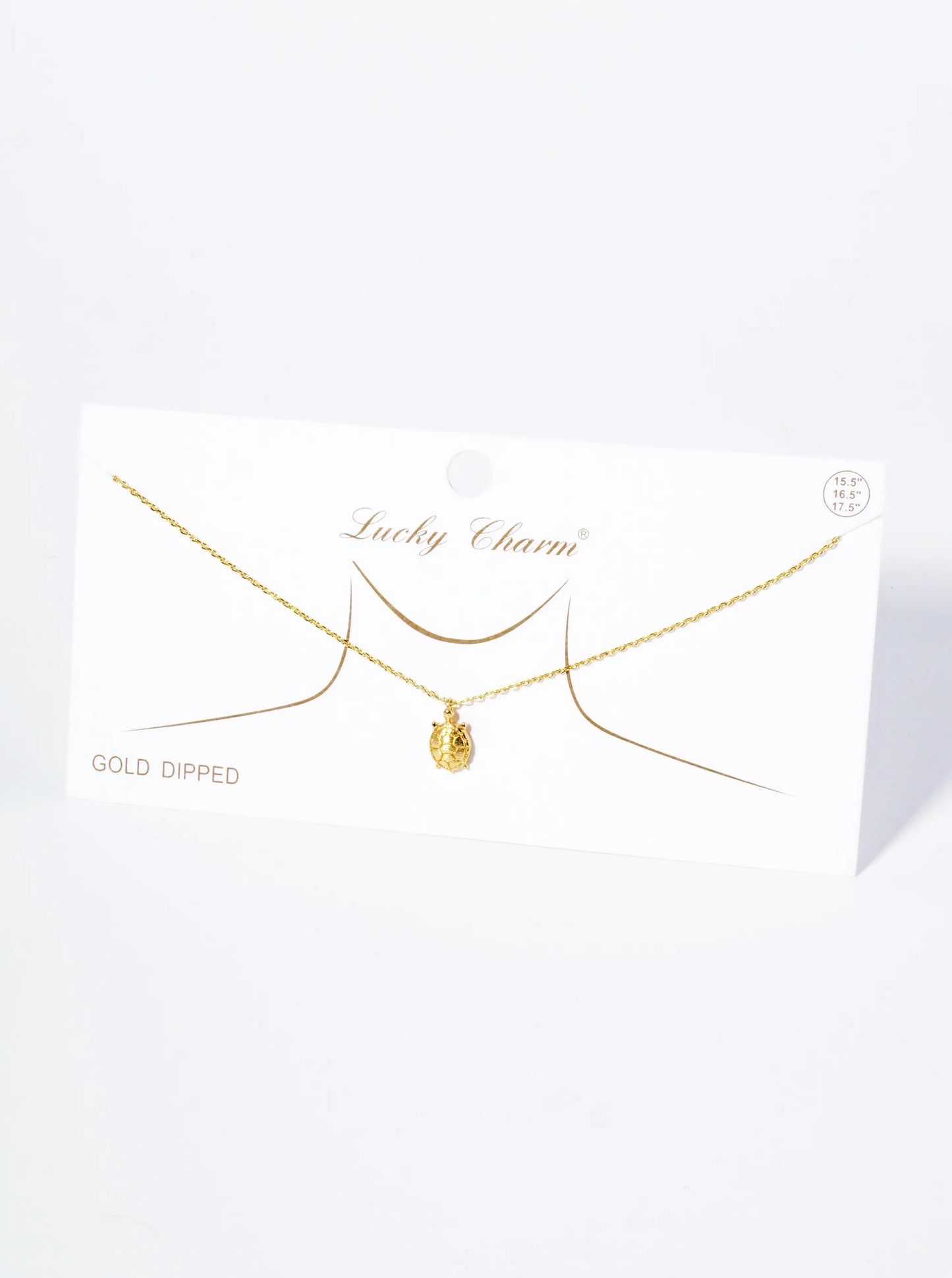 18K Gold Dipped Brushed Brass Turtle Pendant Necklace