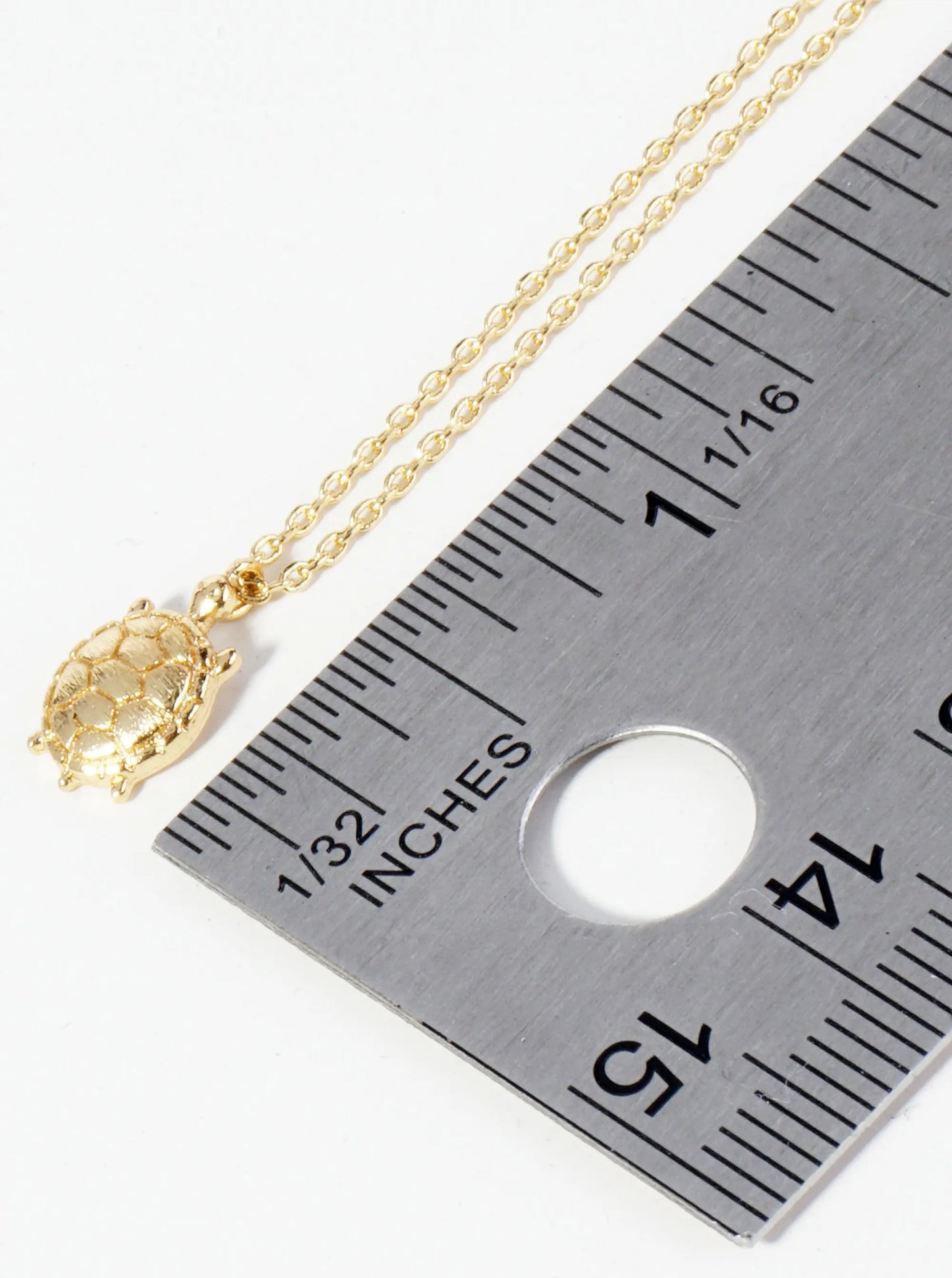 18K Gold Dipped Brushed Brass Turtle Pendant Necklace