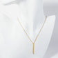 18K Gold Dipped Brushed Brass Vertical Bar Pendant Necklace
