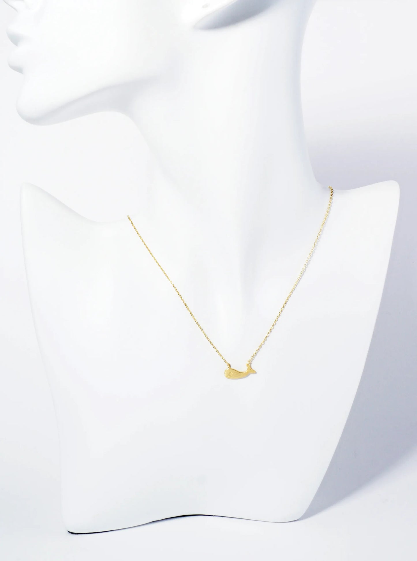 18K Gold Dipped Brushed Brass Whale Pendant Necklace