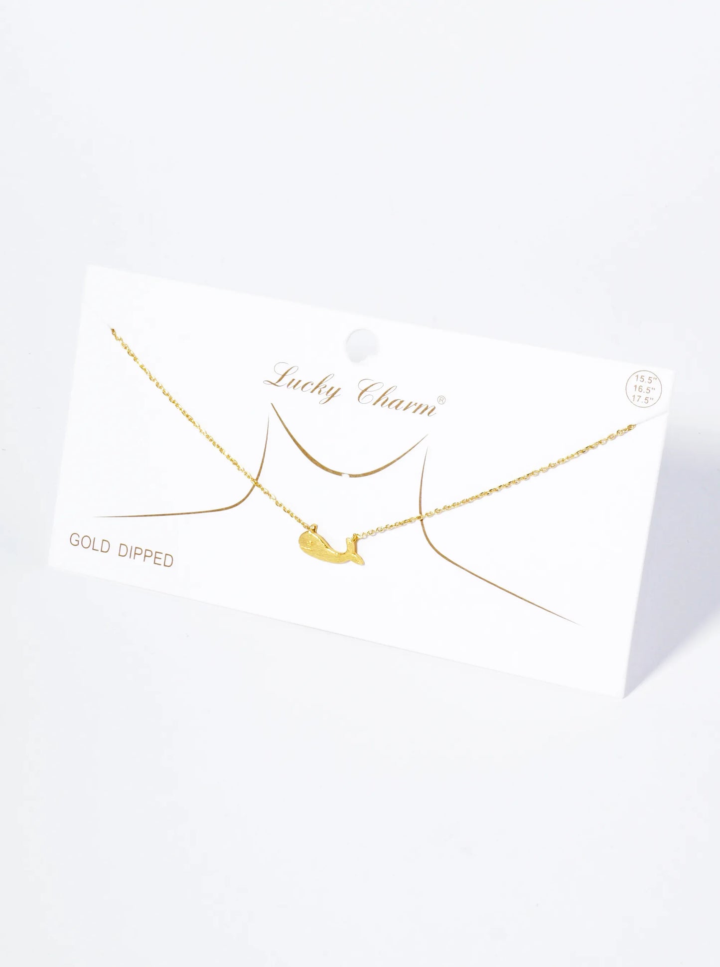 18K Gold Dipped Brushed Brass Whale Pendant Necklace