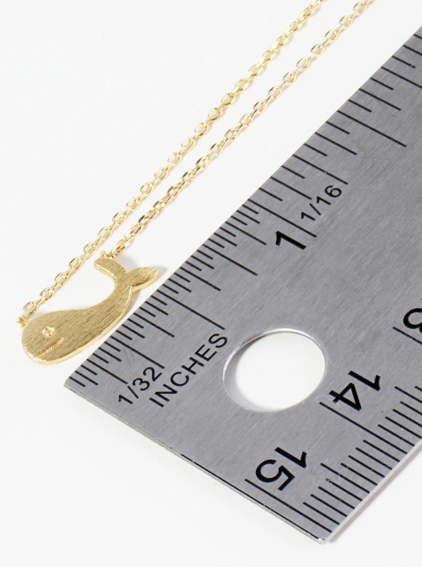 18K Gold Dipped Brushed Brass Whale Pendant Necklace