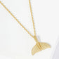18K Gold Dipped Brushed Brass Whale Tail Pendant Necklace
