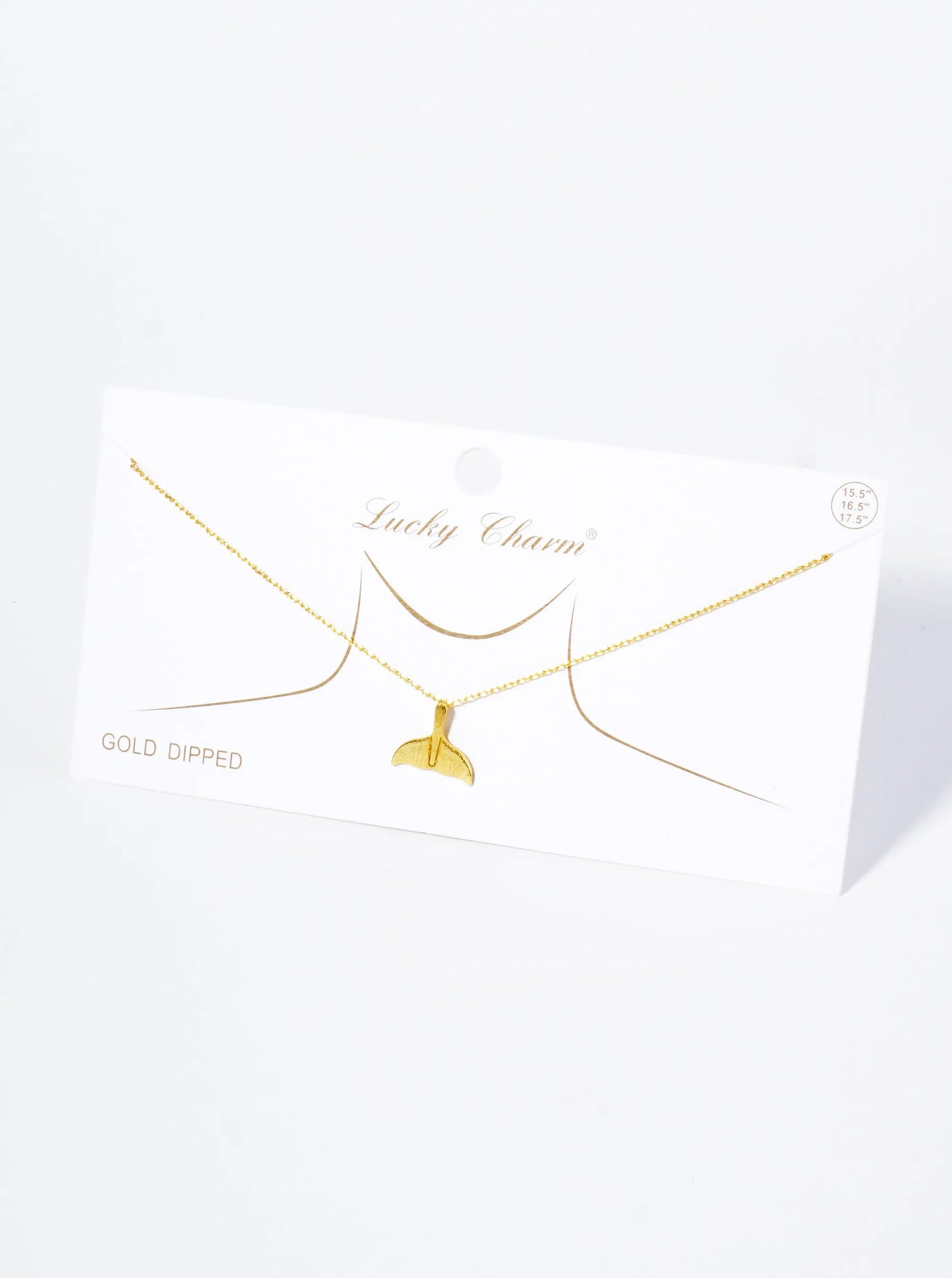 18K Gold Dipped Brushed Brass Whale Tail Pendant Necklace