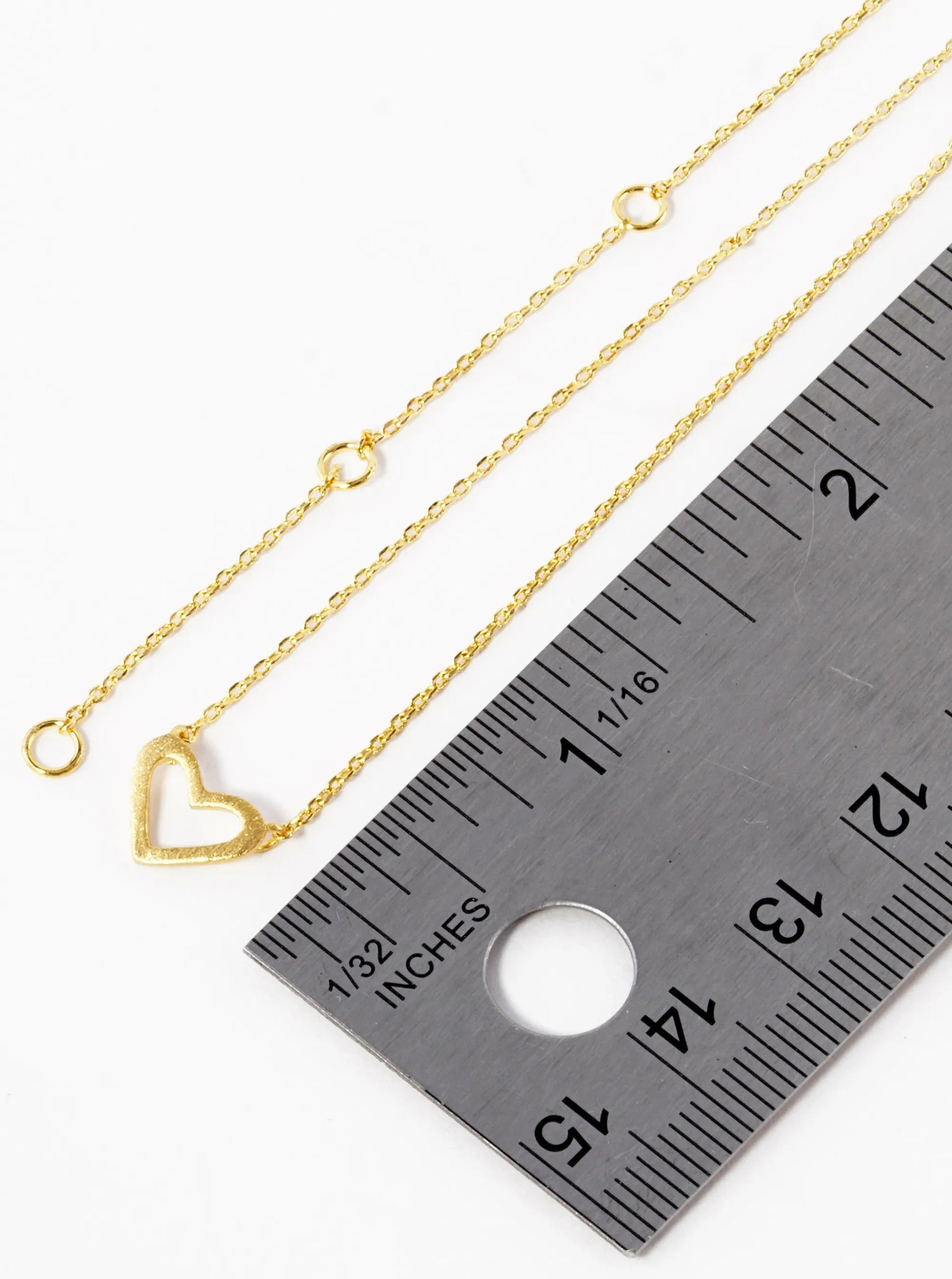 18K Gold Dipped Brushed Metal Heart Pendant Necklace