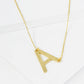 18K Gold Dipped Brushed Metal Initial Alphabet Letter Pendant Necklace