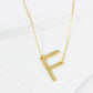 18K Gold Dipped Brushed Metal Initial Alphabet Letter Pendant Necklace
