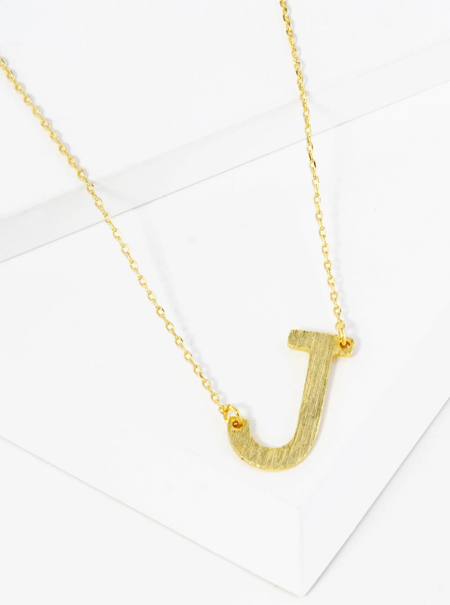 18K Gold Dipped Brushed Metal Initial Alphabet Letter Pendant Necklace