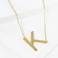 18K Gold Dipped Brushed Metal Initial Alphabet Letter Pendant Necklace