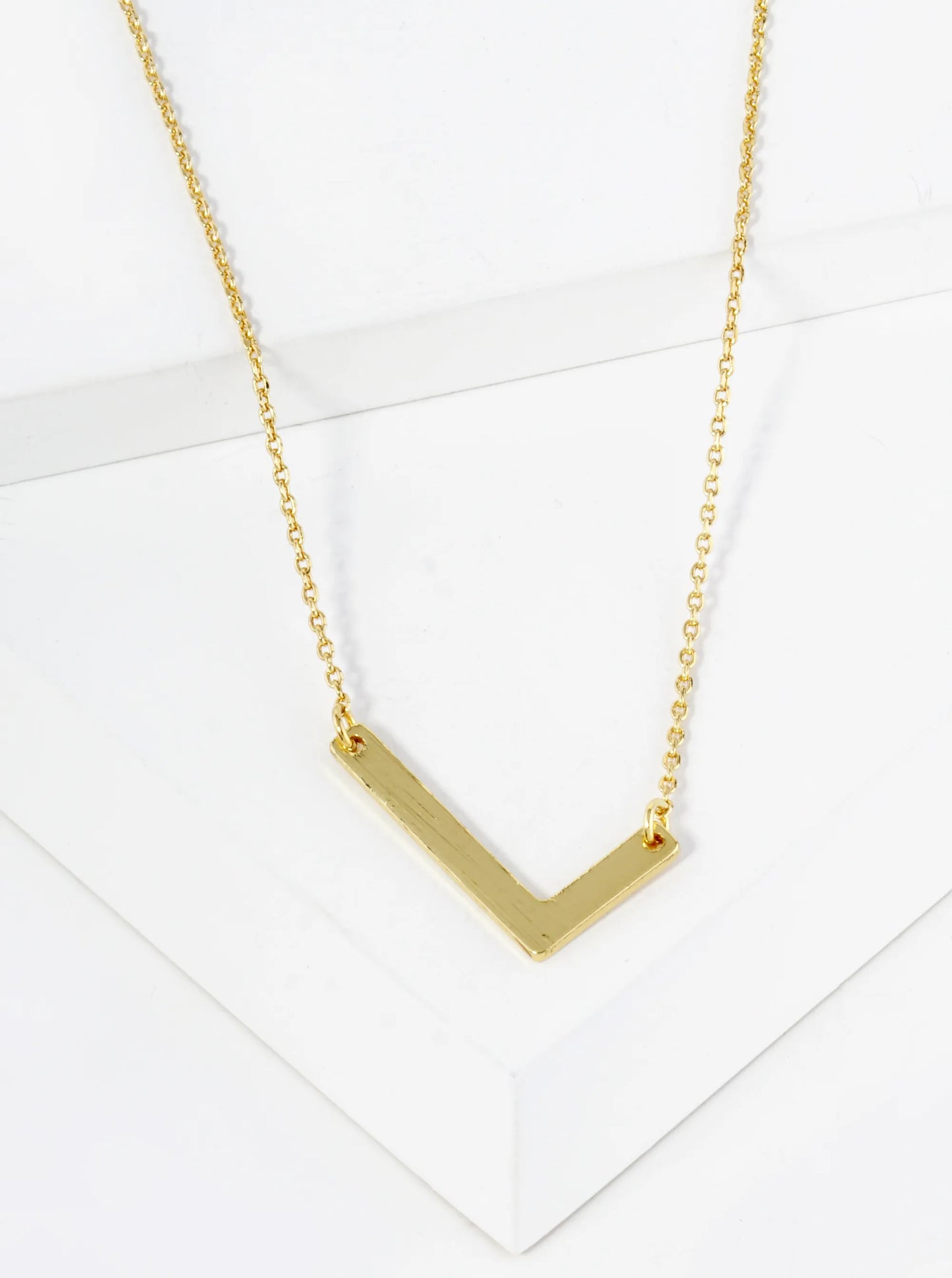 18K Gold Dipped Brushed Metal Initial Alphabet Letter Pendant Necklace