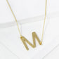 18K Gold Dipped Brushed Metal Initial Alphabet Letter Pendant Necklace
