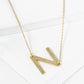 18K Gold Dipped Brushed Metal Initial Alphabet Letter Pendant Necklace