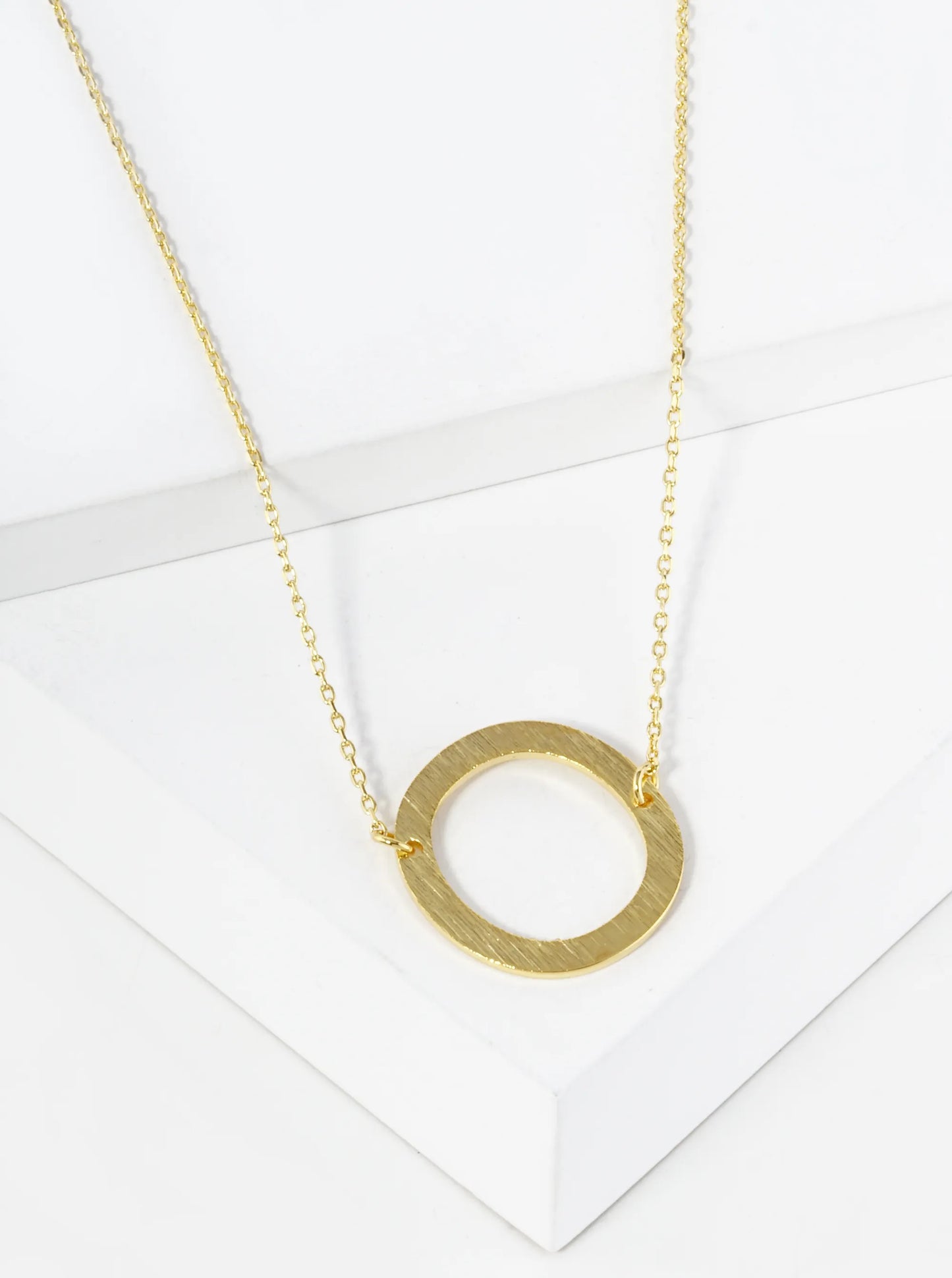 18K Gold Dipped Brushed Metal Initial Alphabet Letter Pendant Necklace