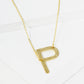 18K Gold Dipped Brushed Metal Initial Alphabet Letter Pendant Necklace