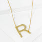 18K Gold Dipped Brushed Metal Initial Alphabet Letter Pendant Necklace