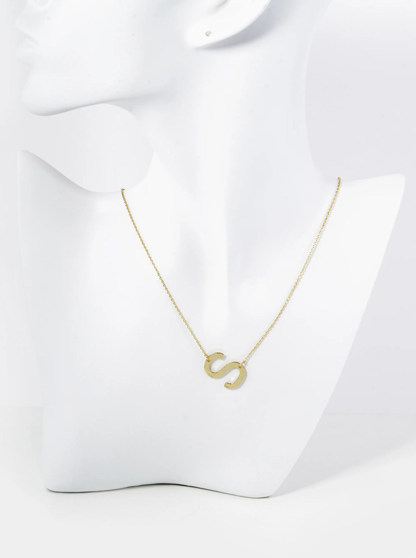 18K Gold Dipped Brushed Metal Initial Alphabet Letter Pendant Necklace