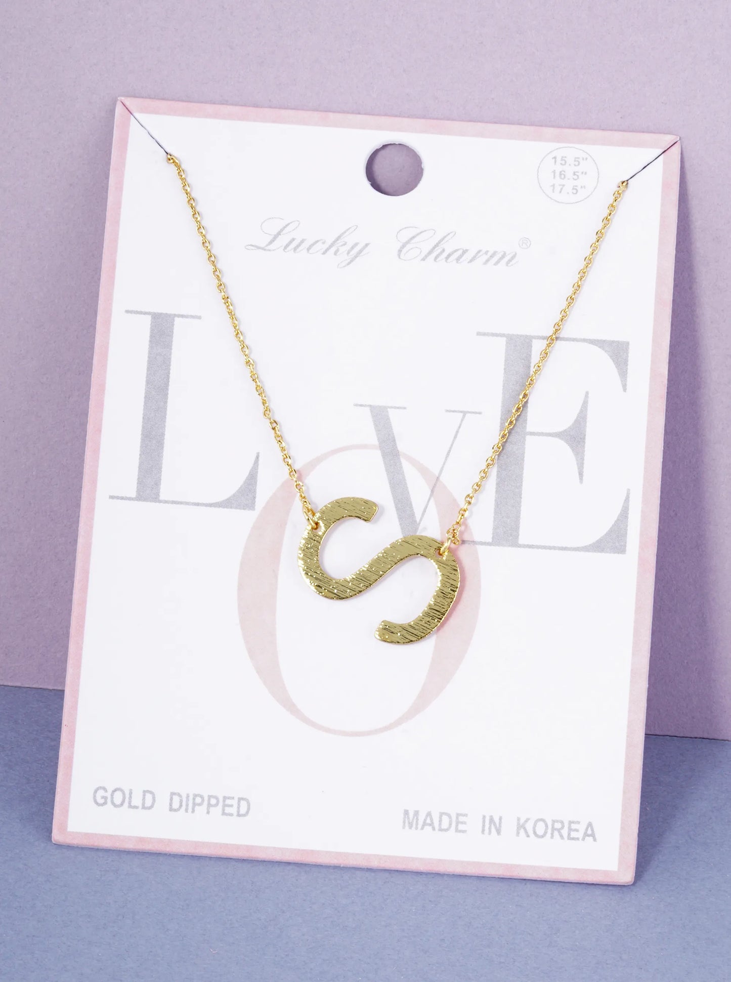 18K Gold Dipped Brushed Metal Initial Alphabet Letter Pendant Necklace