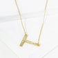 18K Gold Dipped Brushed Metal Initial Alphabet Letter Pendant Necklace