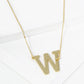 18K Gold Dipped Brushed Metal Initial Alphabet Letter Pendant Necklace