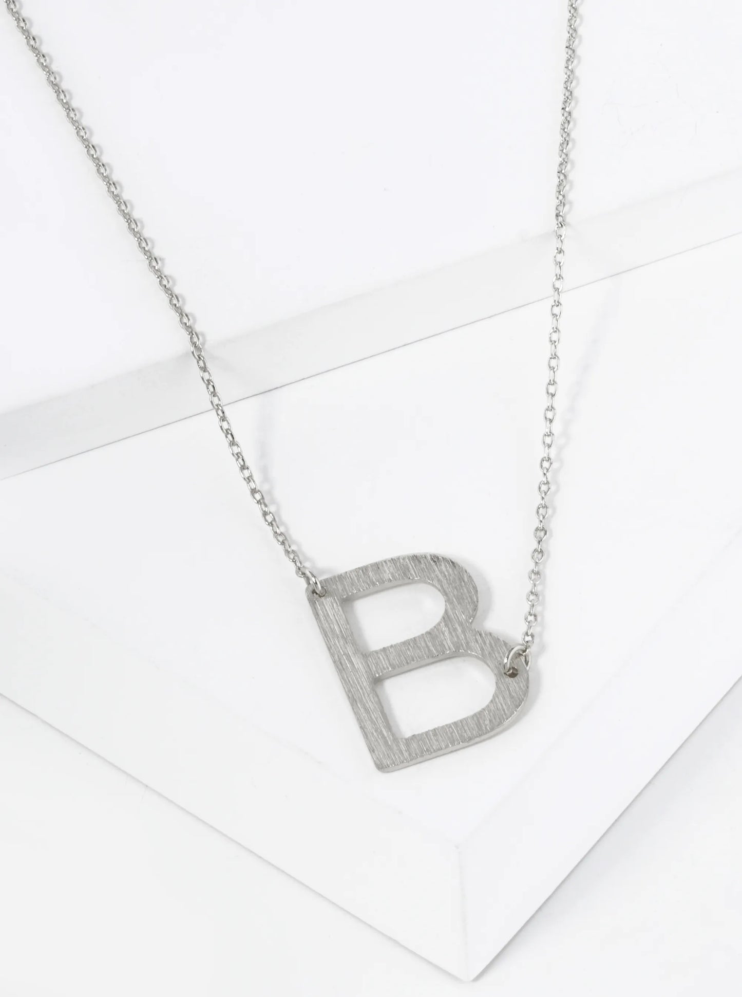 18K Gold Dipped Brushed Metal Initial Alphabet Letter Pendant Necklace