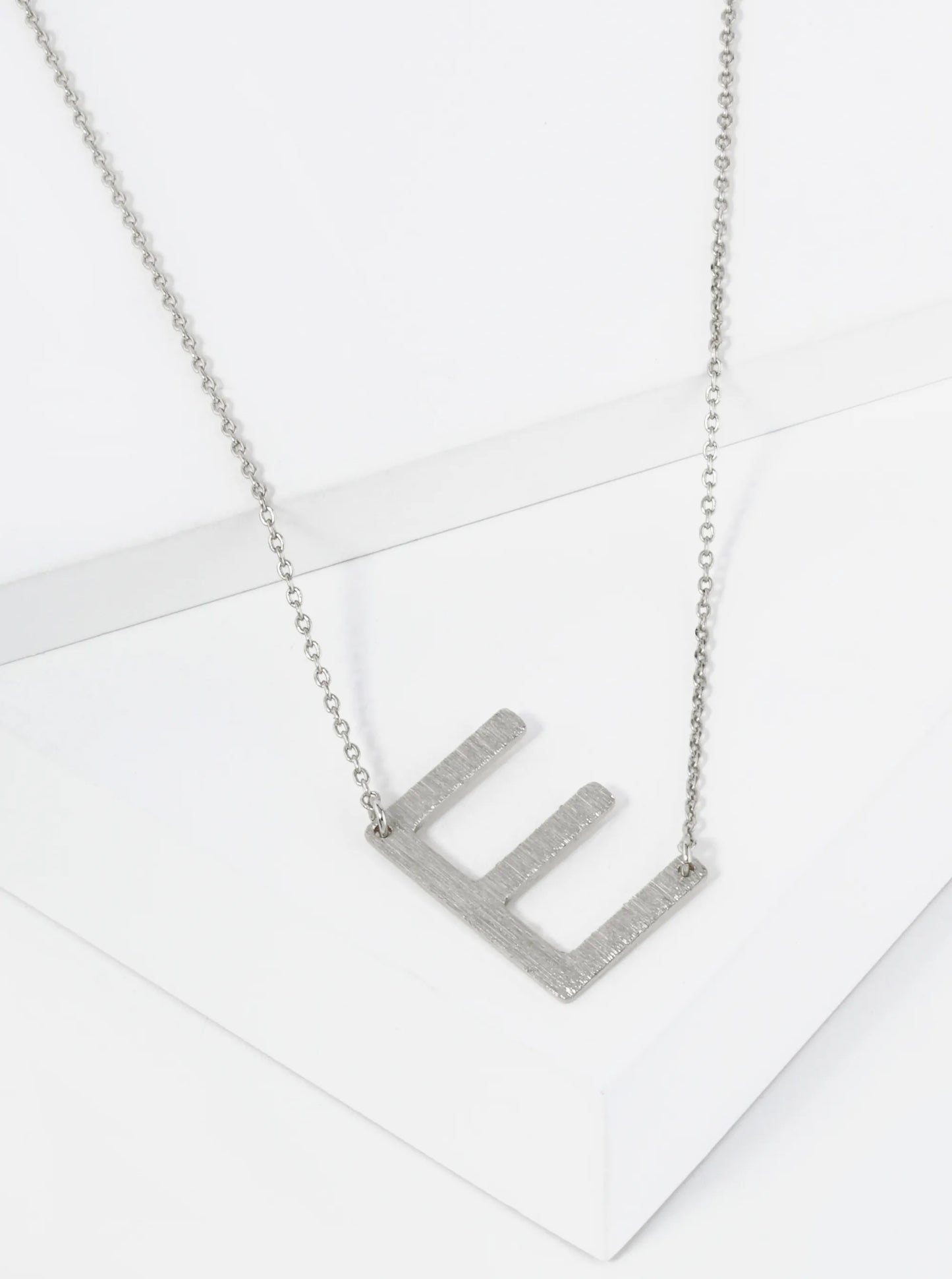 18K Gold Dipped Brushed Metal Initial Alphabet Letter Pendant Necklace