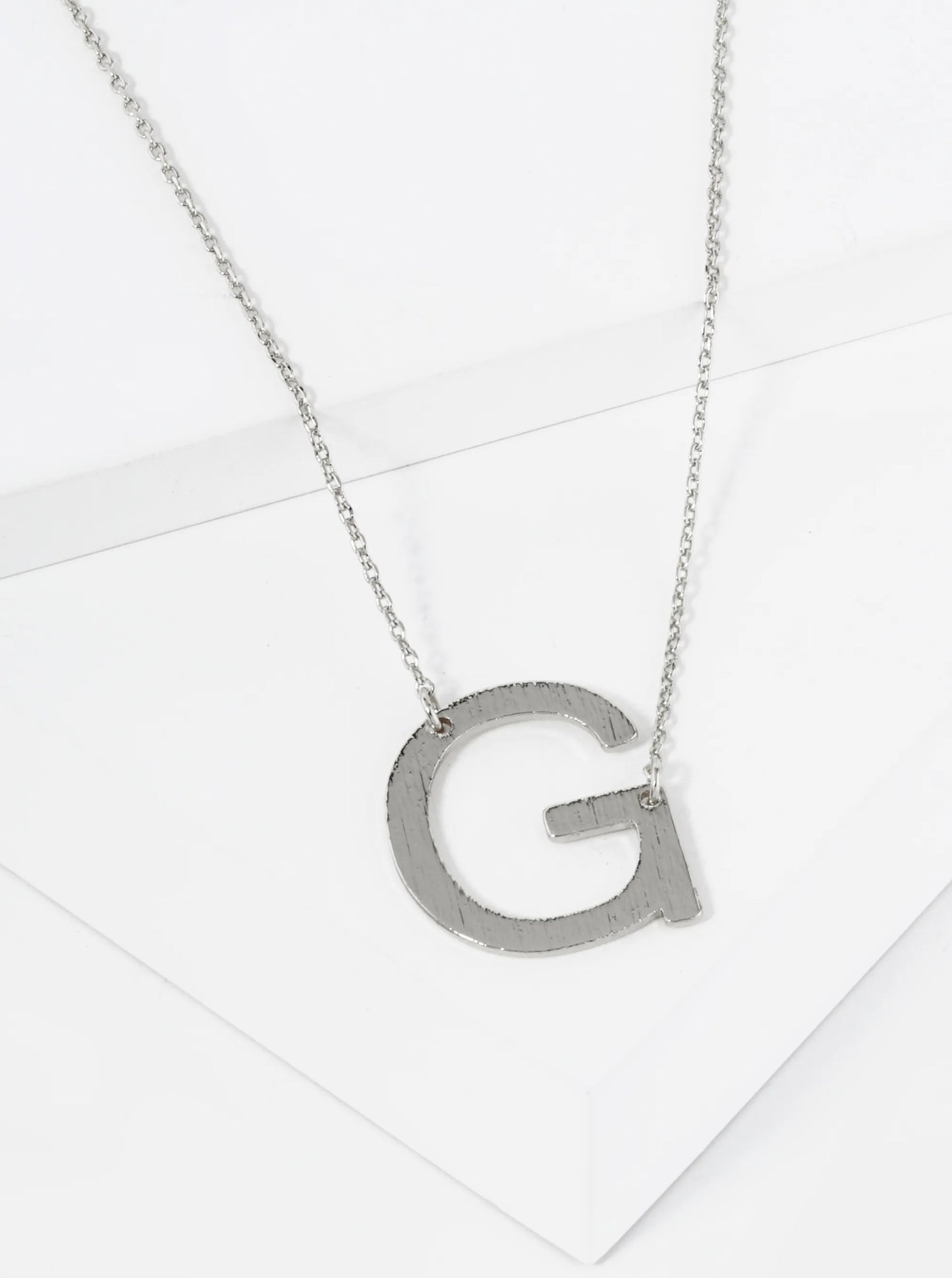 18K Gold Dipped Brushed Metal Initial Alphabet Letter Pendant Necklace