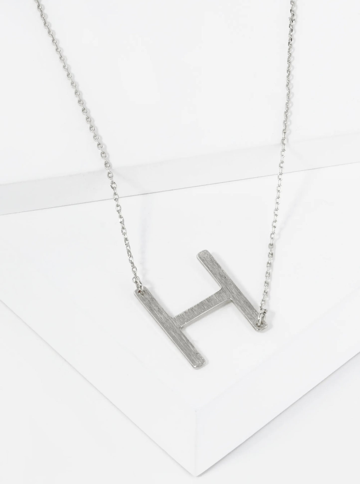 18K Gold Dipped Brushed Metal Initial Alphabet Letter Pendant Necklace