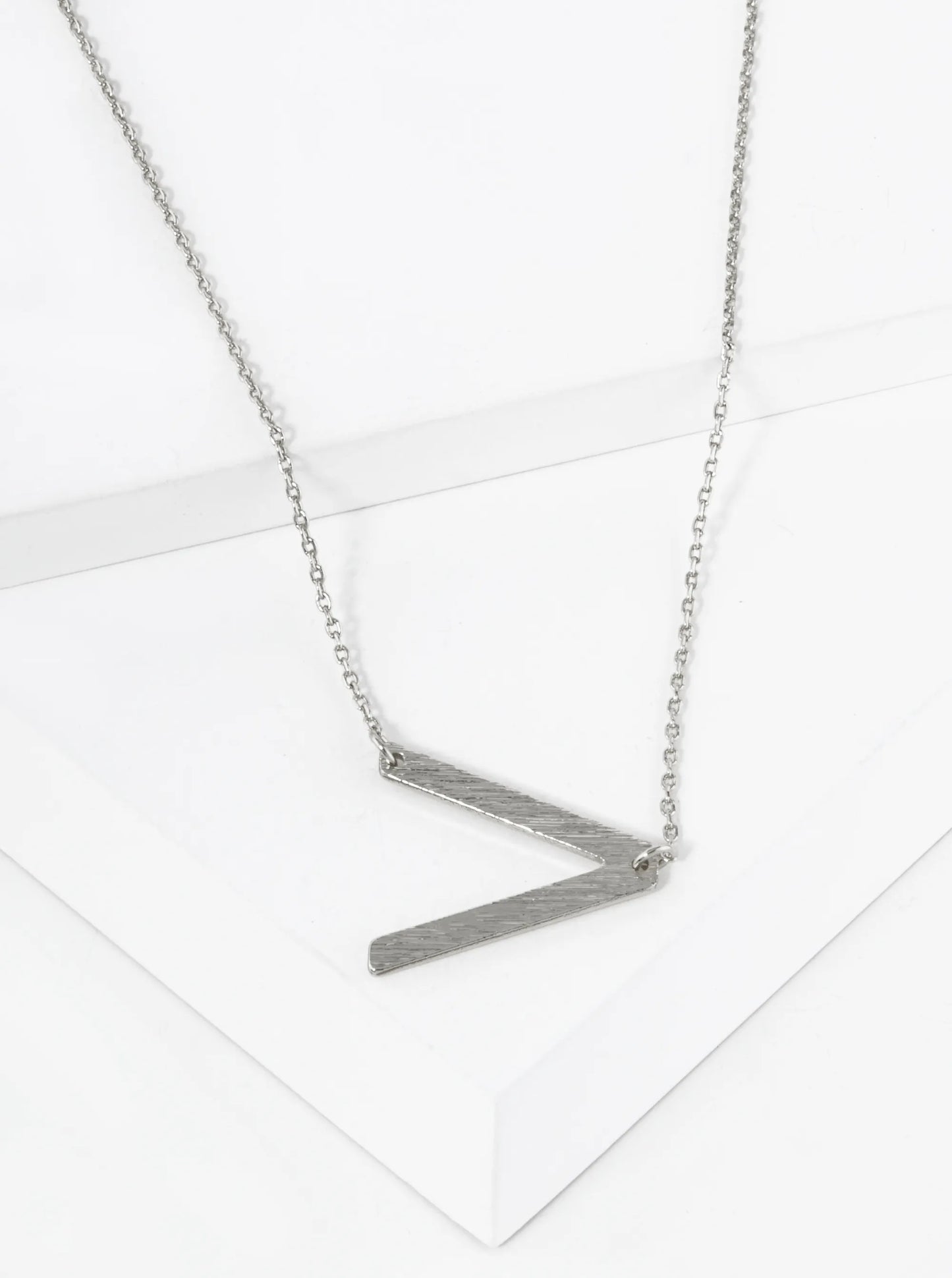 18K Gold Dipped Brushed Metal Initial Alphabet Letter Pendant Necklace