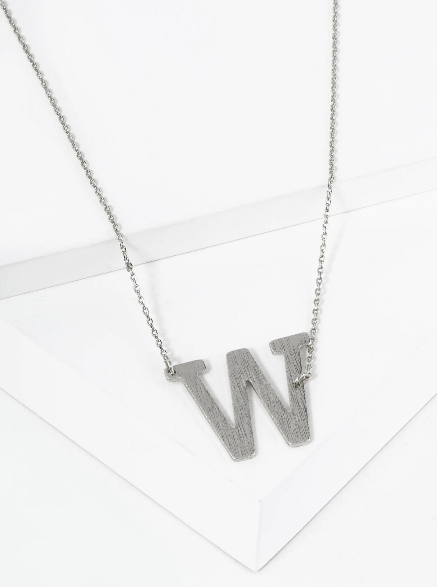 18K Gold Dipped Brushed Metal Initial Alphabet Letter Pendant Necklace
