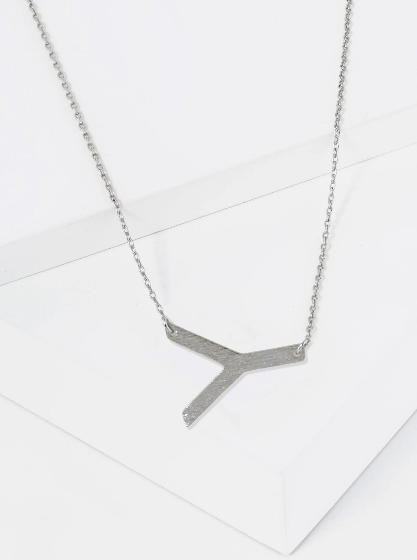 18K Gold Dipped Brushed Metal Initial Alphabet Letter Pendant Necklace