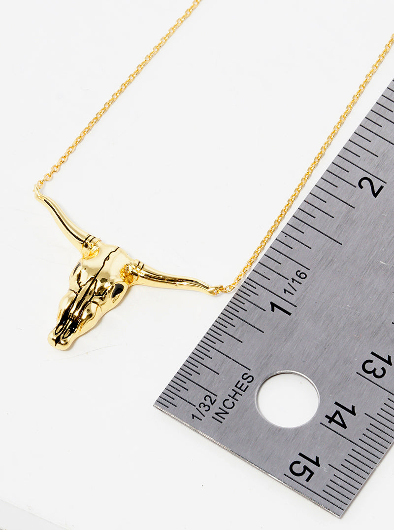 18K Gold Dipped Bull Head Pendant Necklace