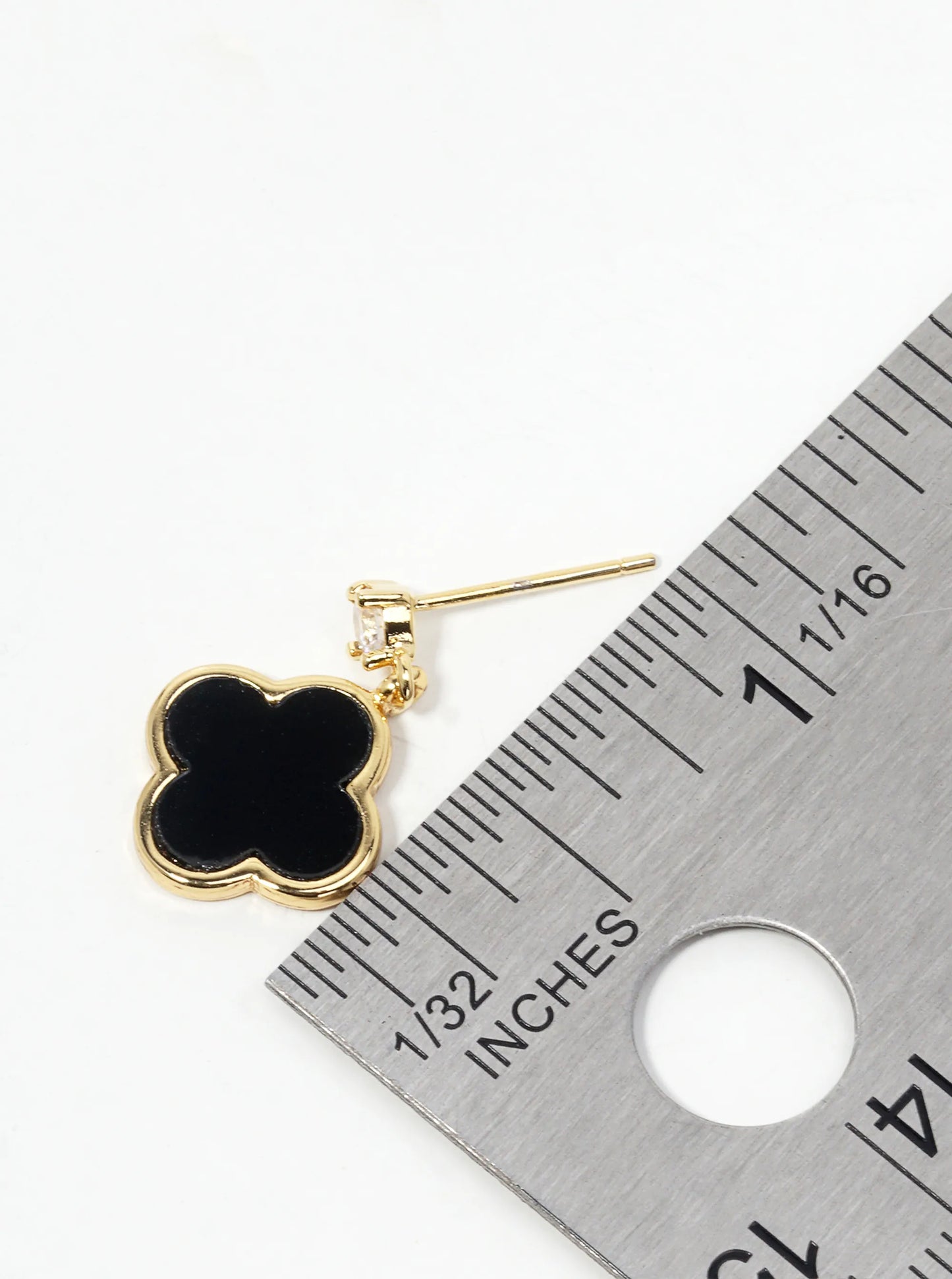 18K Gold Dipped CZ 12mm Quatrefoil Drop 925 Sterling Sliver Post Earrings