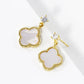 18K Gold Dipped CZ 12mm Quatrefoil Drop 925 Sterling Sliver Post Earrings