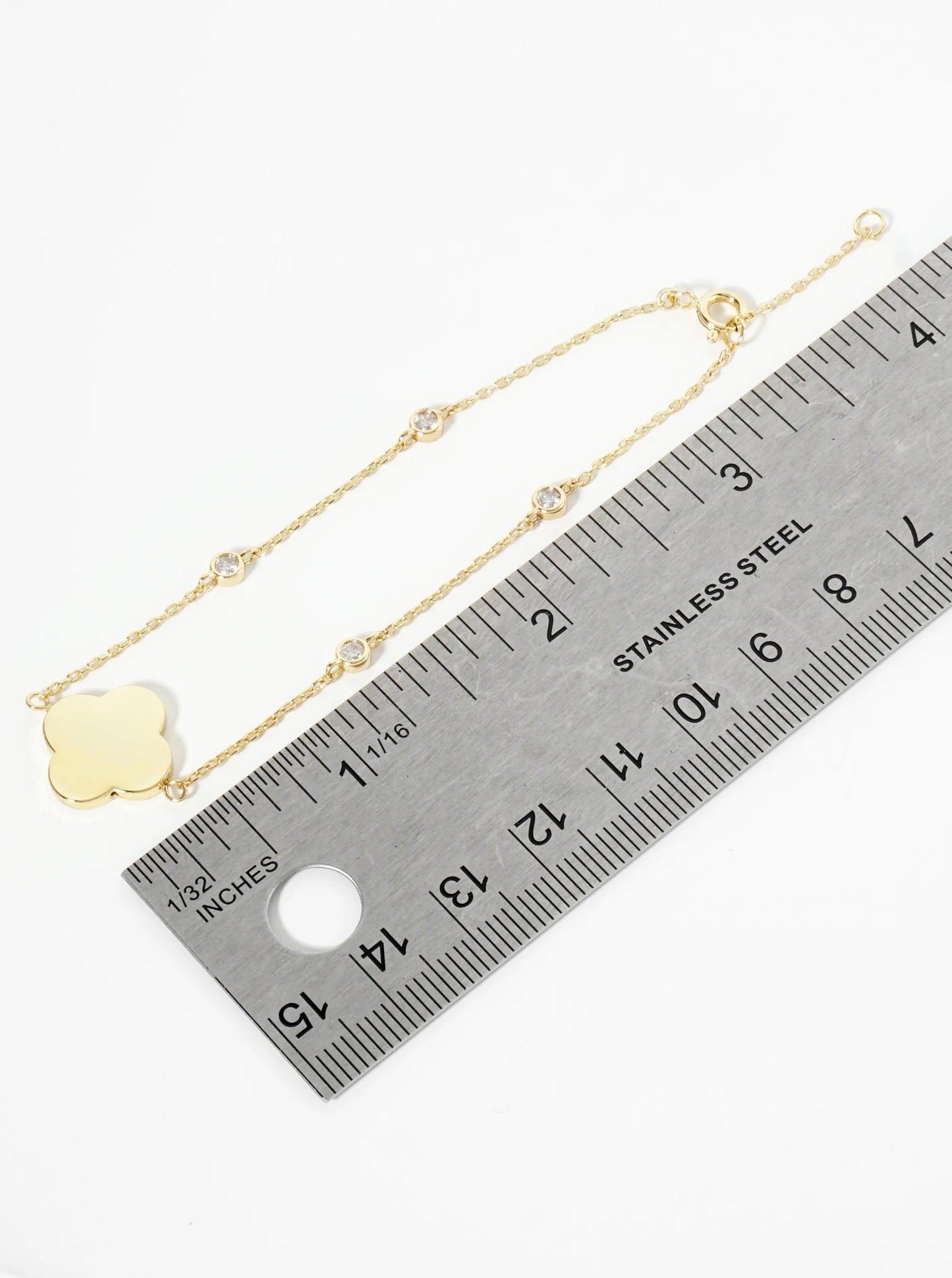 18K Gold Dipped CZ 14mm Quatrefoil Chain Bracelet