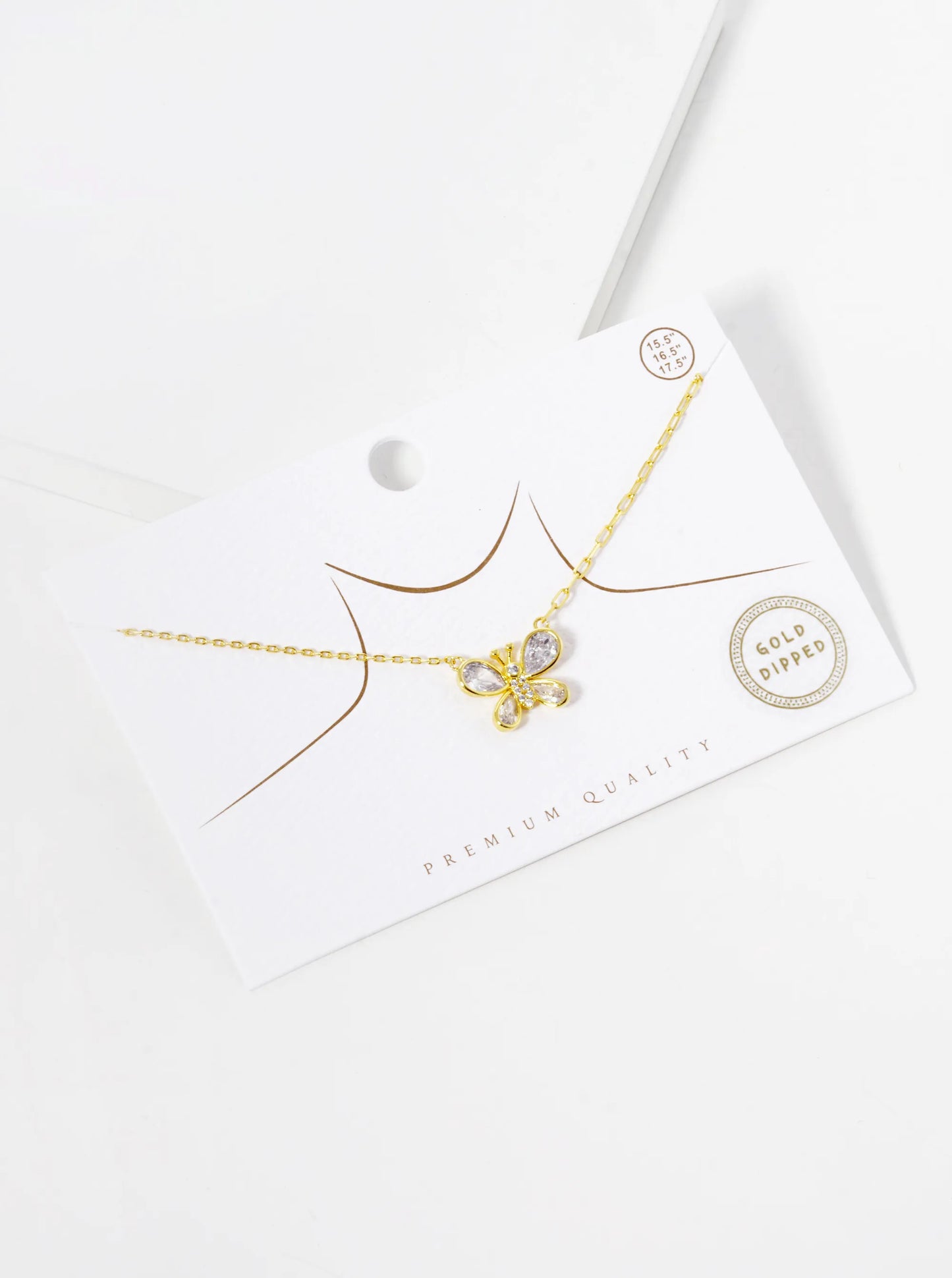 18K Gold Dipped CZ Butterfly Pendant Necklace