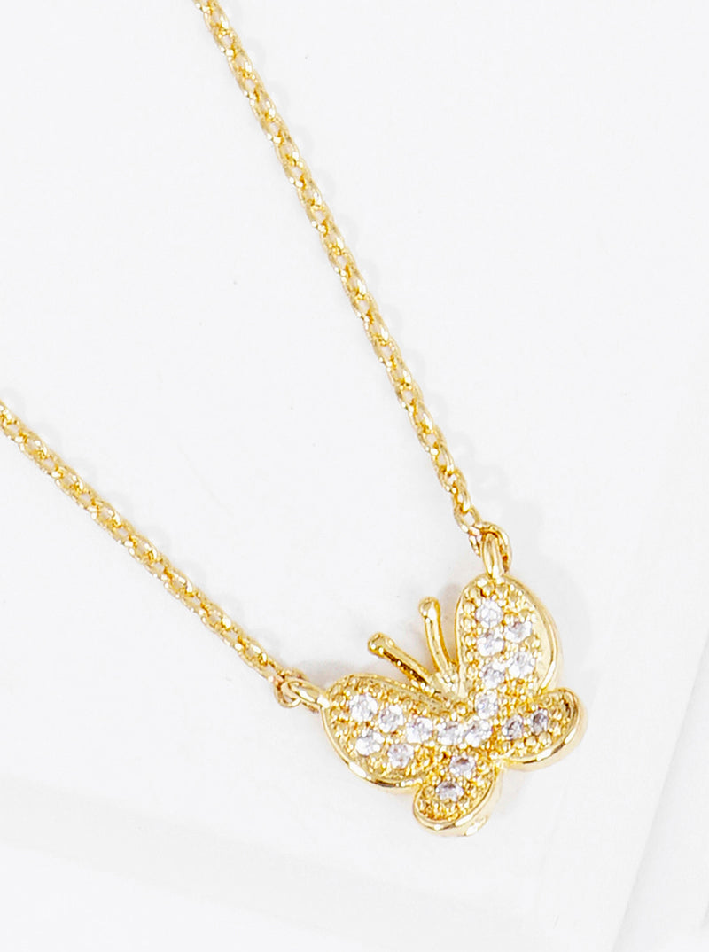 18K Gold Dipped CZ Butterfly Pendant Necklace