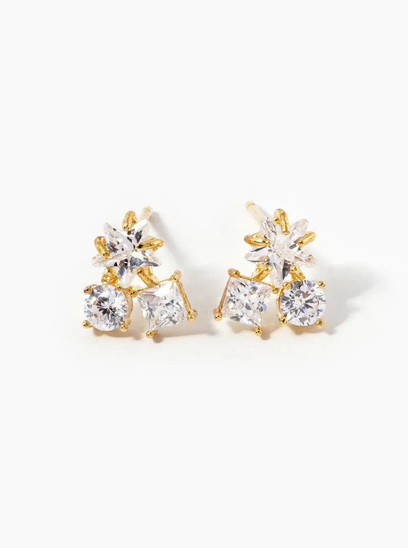 18K Gold Dipped CZ Cherry Shape Stud Earrings