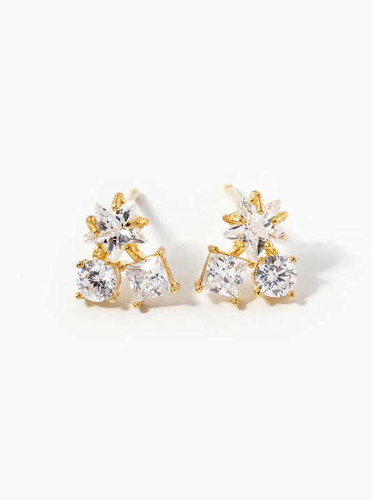 18K Gold Dipped CZ Cherry Shape Stud Earrings
