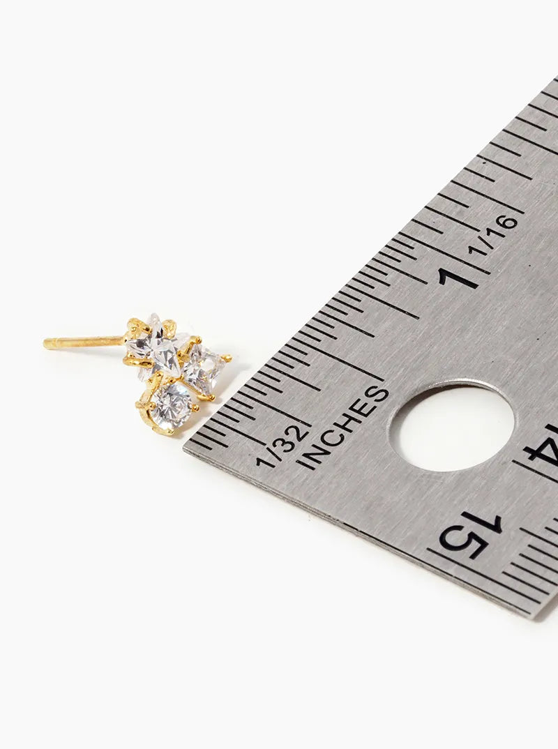 18K Gold Dipped CZ Cherry Shape Stud Earrings