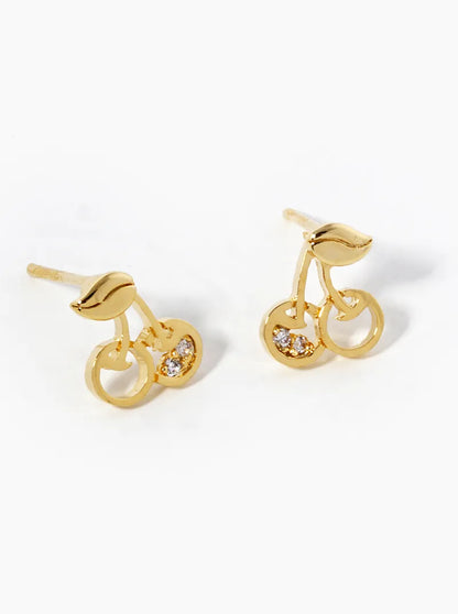 18K Gold Dipped CZ Cherry Stud Earrings