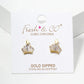 18K Gold Dipped CZ Cross Crown Post Stud Earrings