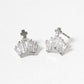 18K Gold Dipped CZ Cross Crown Post Stud Earrings