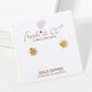 18K Gold Dipped CZ Dainty Sunburst Stud Earrings