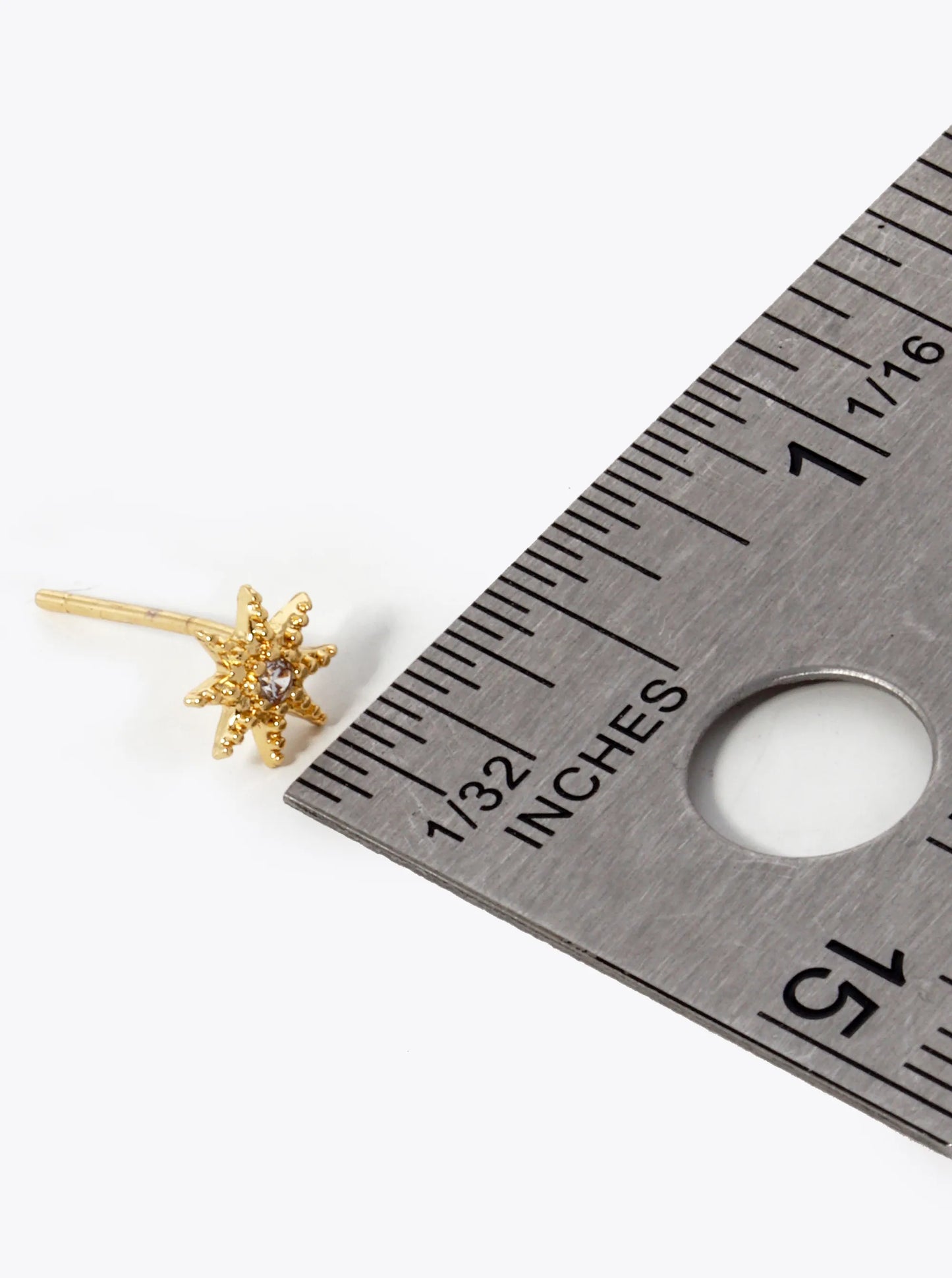 18K Gold Dipped CZ Dainty Sunburst Stud Earrings