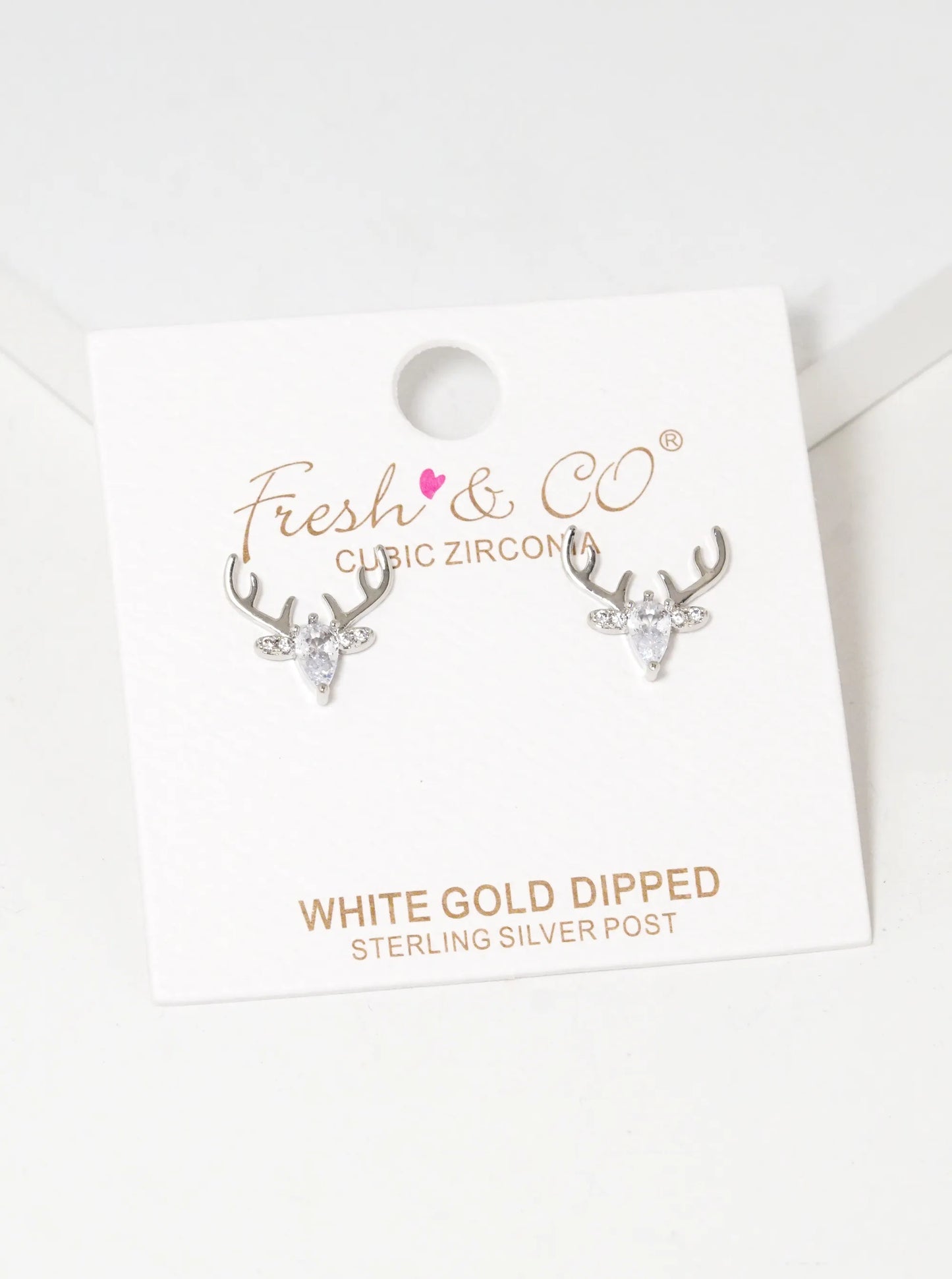18K Gold Dipped CZ Deer Head Stud Earrings