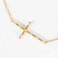18K Gold Dipped CZ Embedded Delicate Cross Brass Chain Anklet