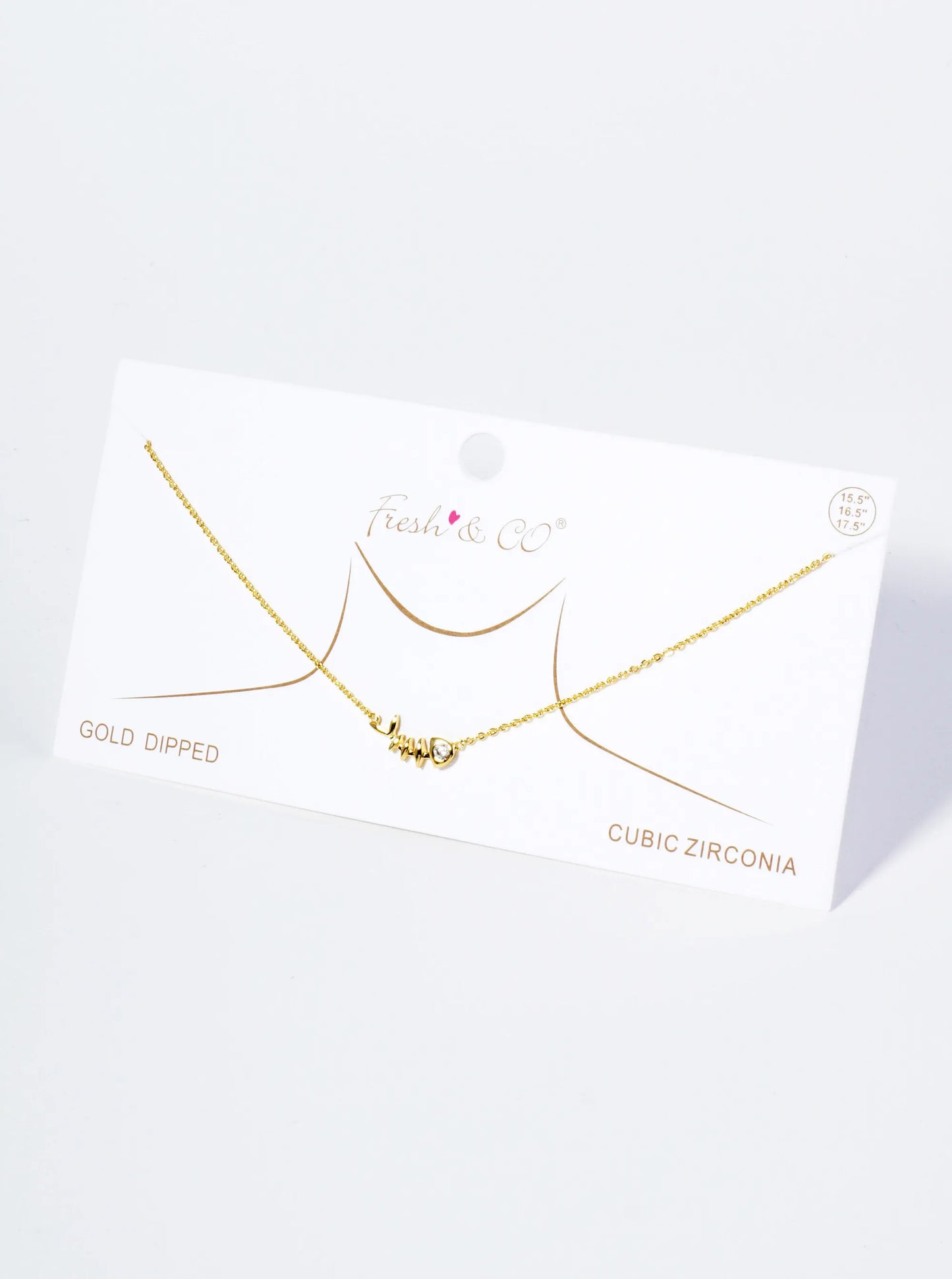 18K Gold Dipped CZ Eye Fishbone Pendant Necklace