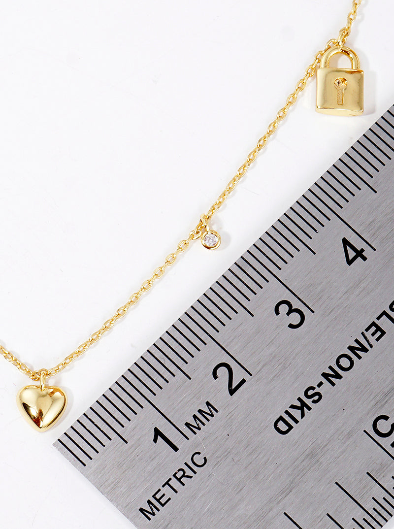 18K Gold Dipped CZ Multi Charms Delicate Necklace