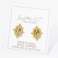 18K Gold Dipped CZ Oval Miraculous Medal Religious Stud Earrings