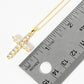 18K Gold Dipped CZ Pave 1 Inch Cross Pendant Necklace